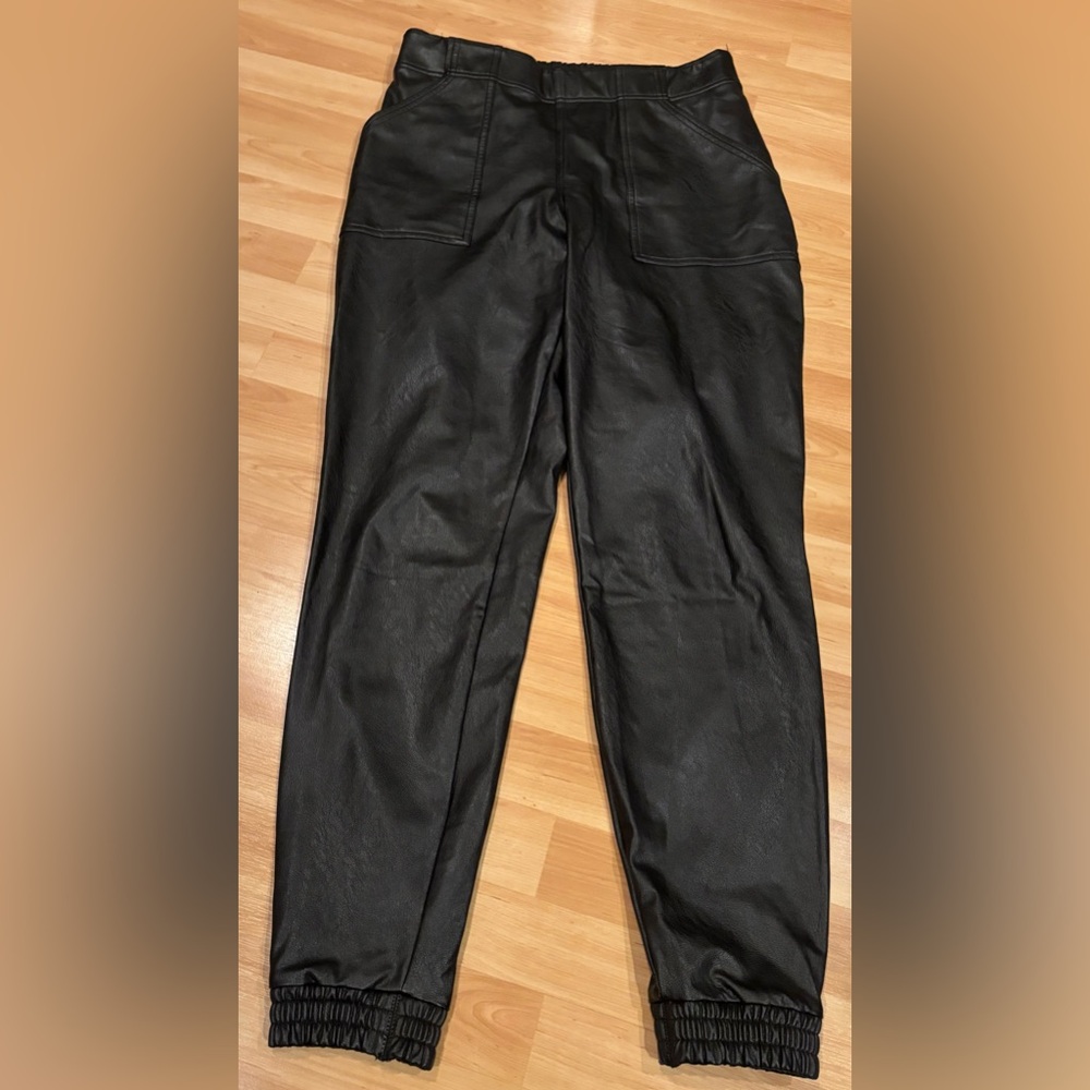 SPANX Faux Leather Black Jogger Style